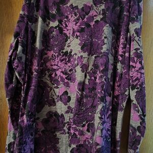 WORN ONCE Croft & Barrow Purple Floral Long Sleeve Tee